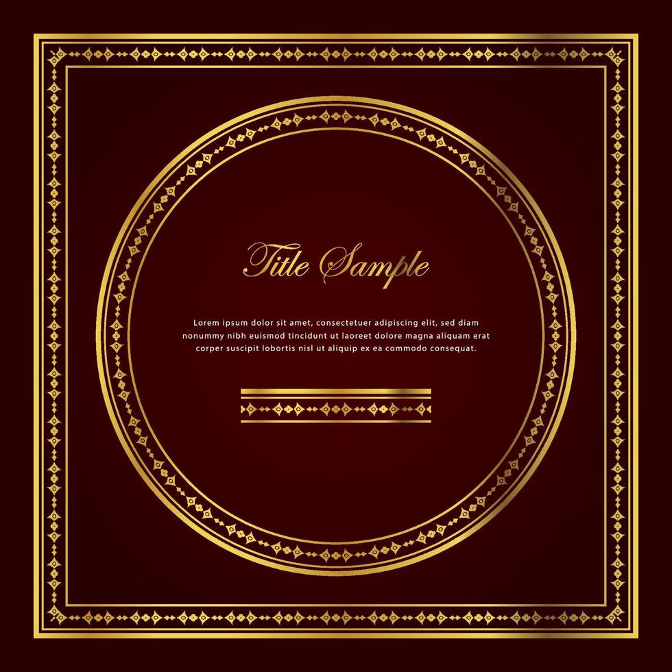 Luxury golden square and round frame set vector