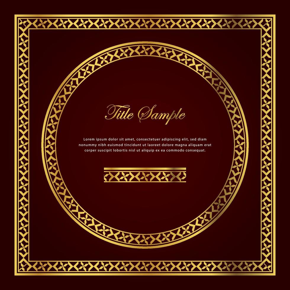Luxury golden square and round frame set vector