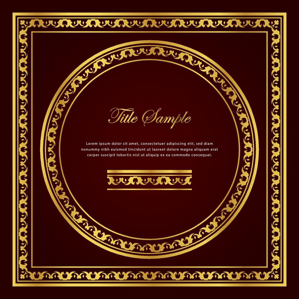Luxury golden square and round frame set vector