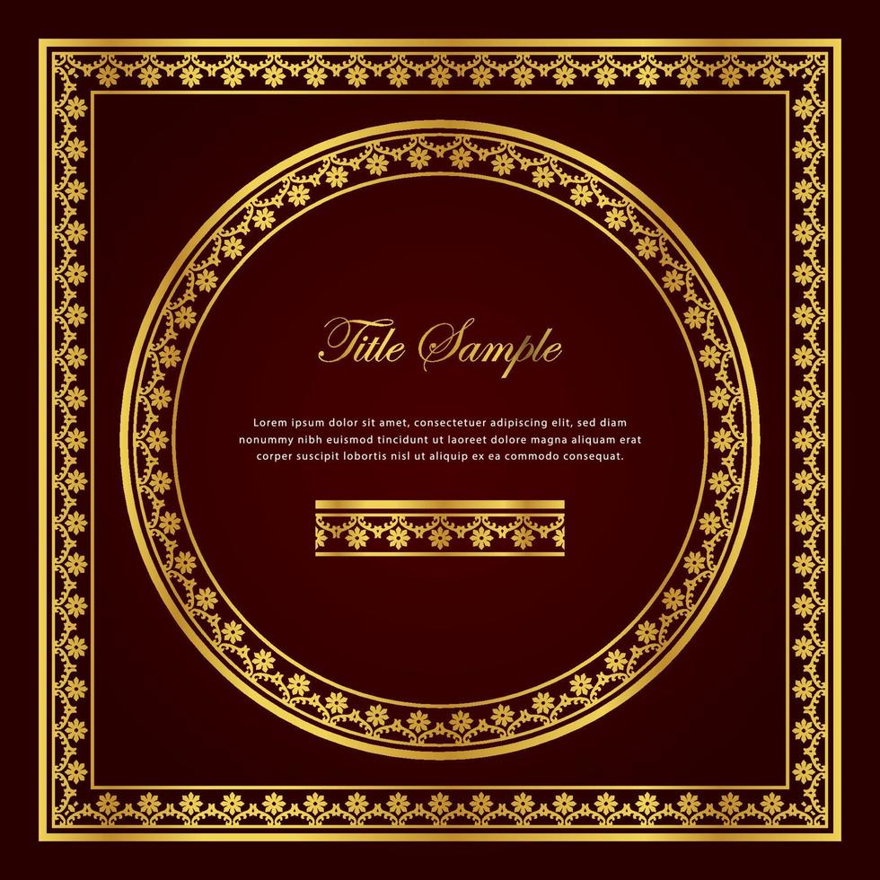 Luxury golden square and round frame set vector