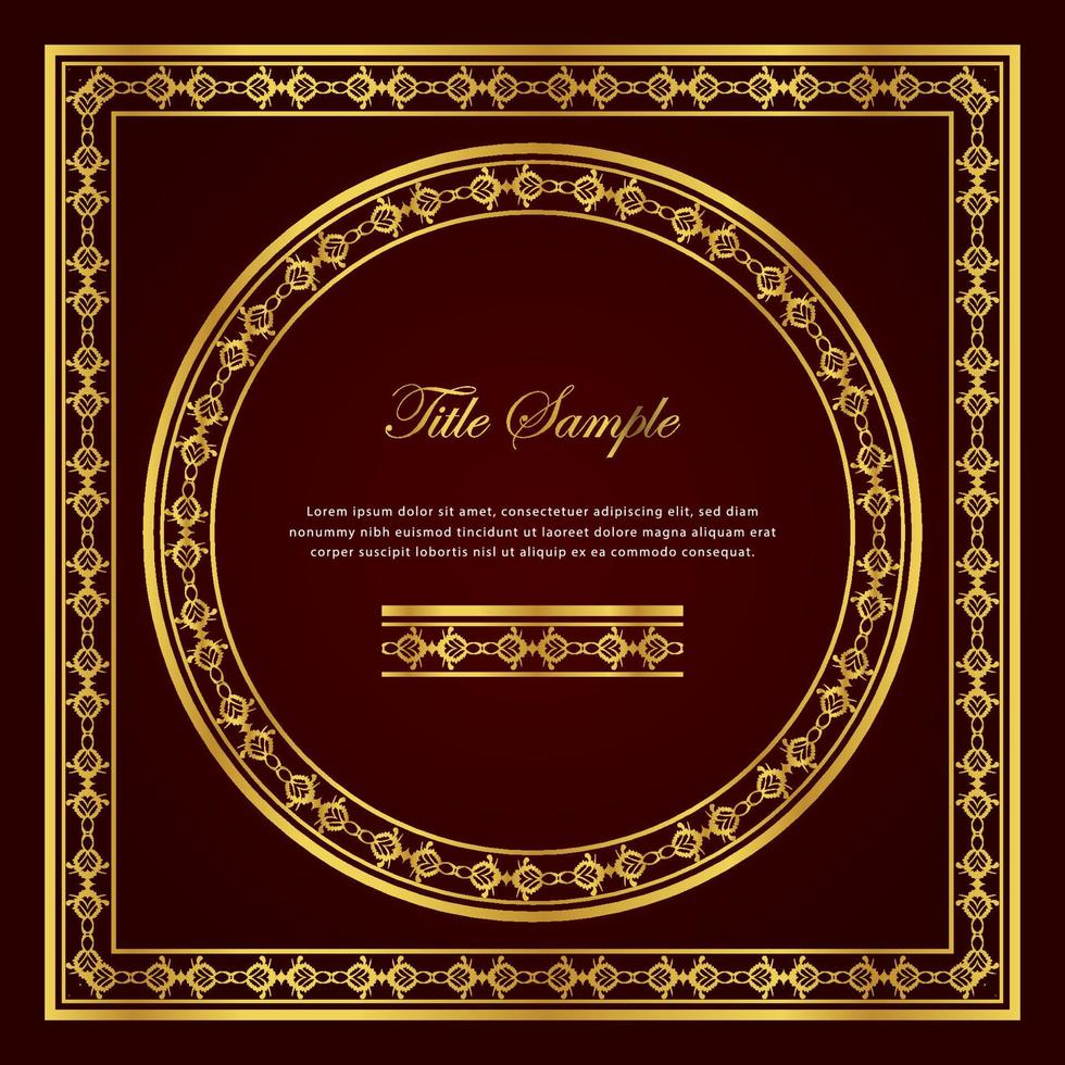 Luxury golden square and round frame set vector