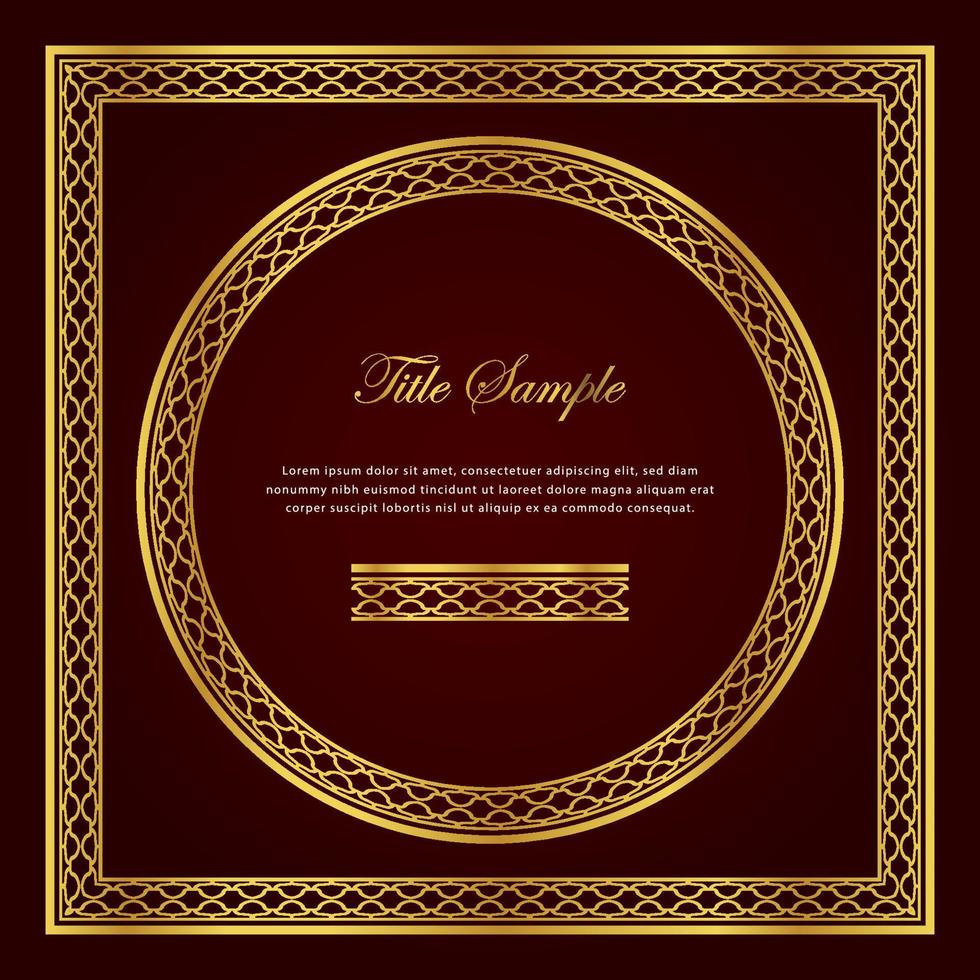 Luxury golden square and round frame set vector