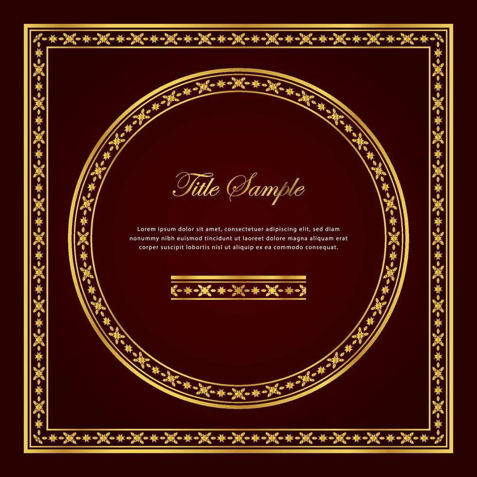 Luxury golden square and round frame set vector