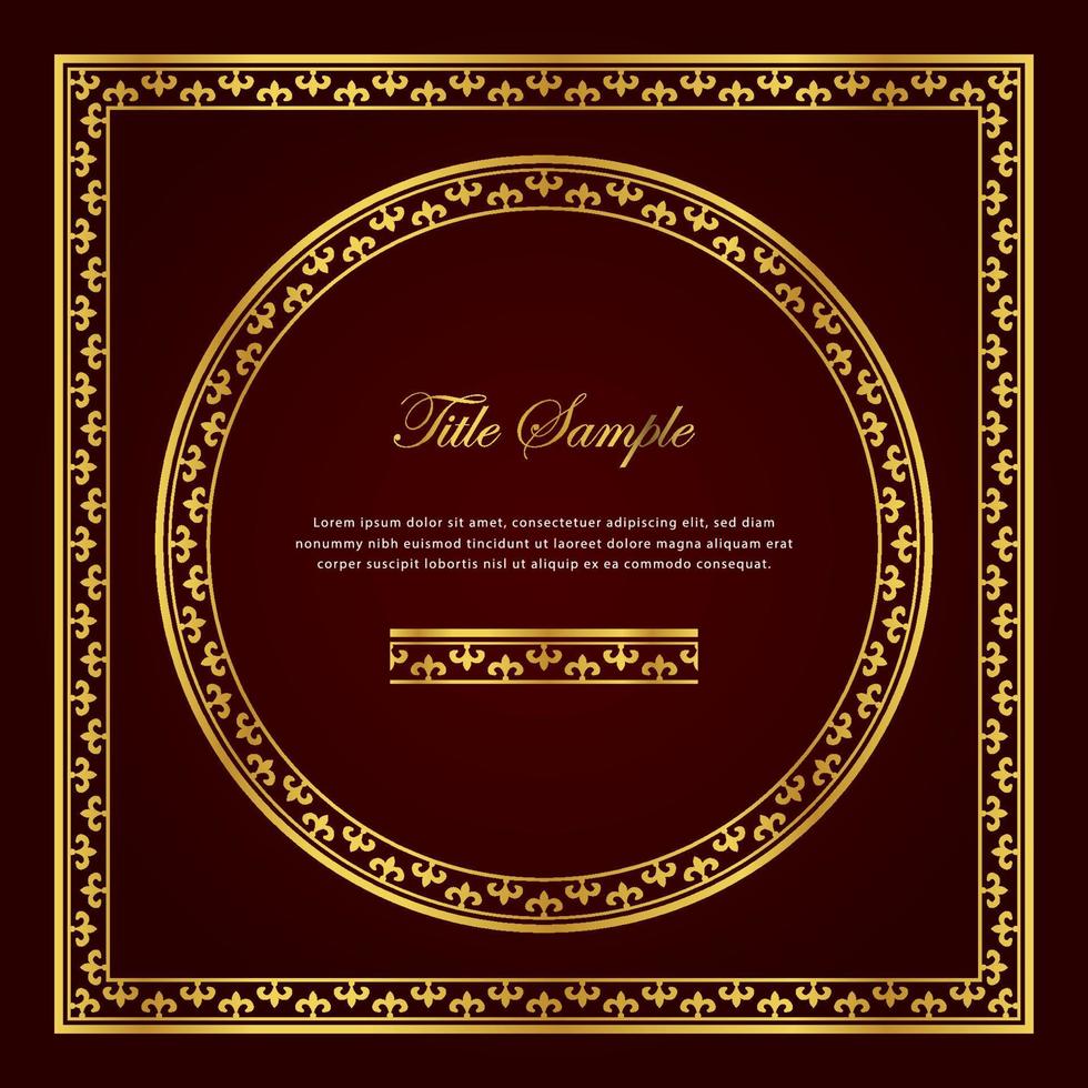 Luxury golden square and round frame set vector