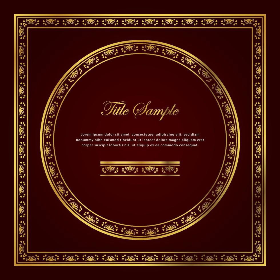Luxury golden square and round frame set vector