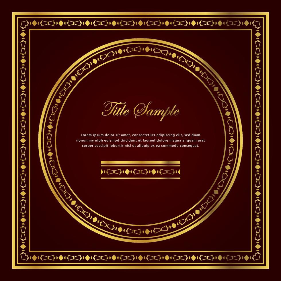 Luxury golden square and round frame set vector