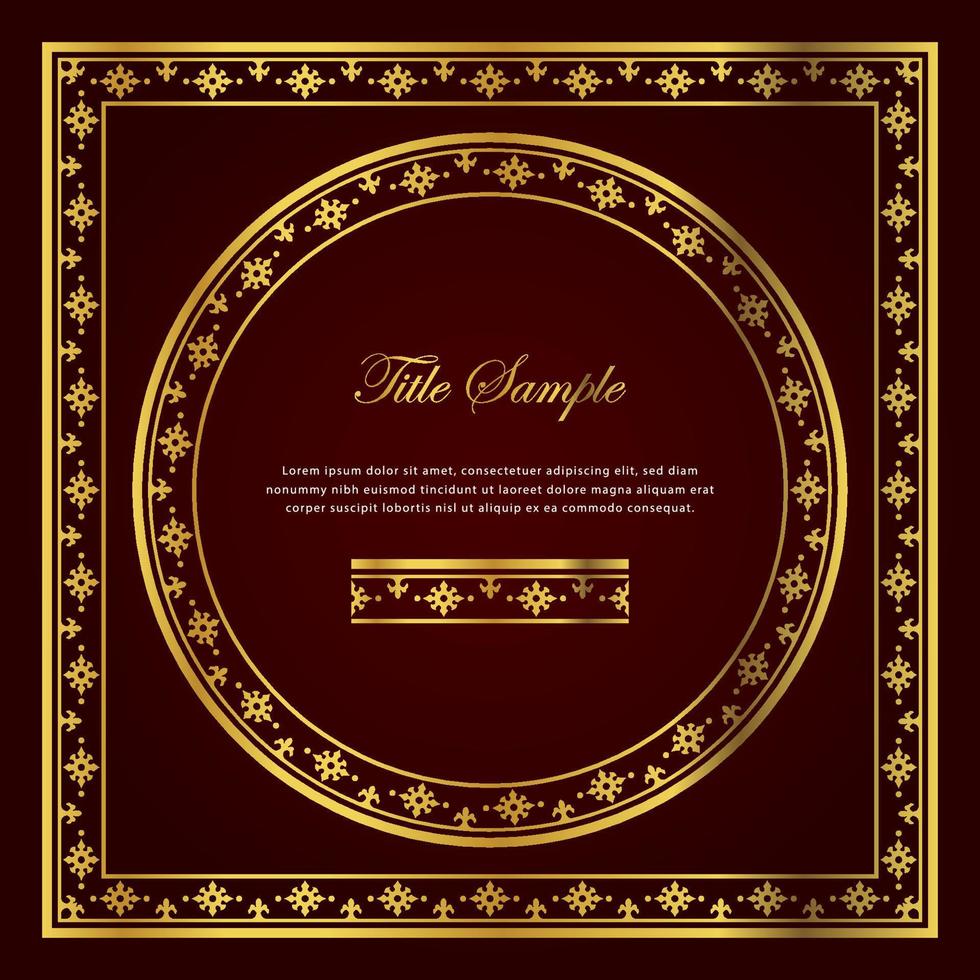 Luxury golden square and round frame set vector