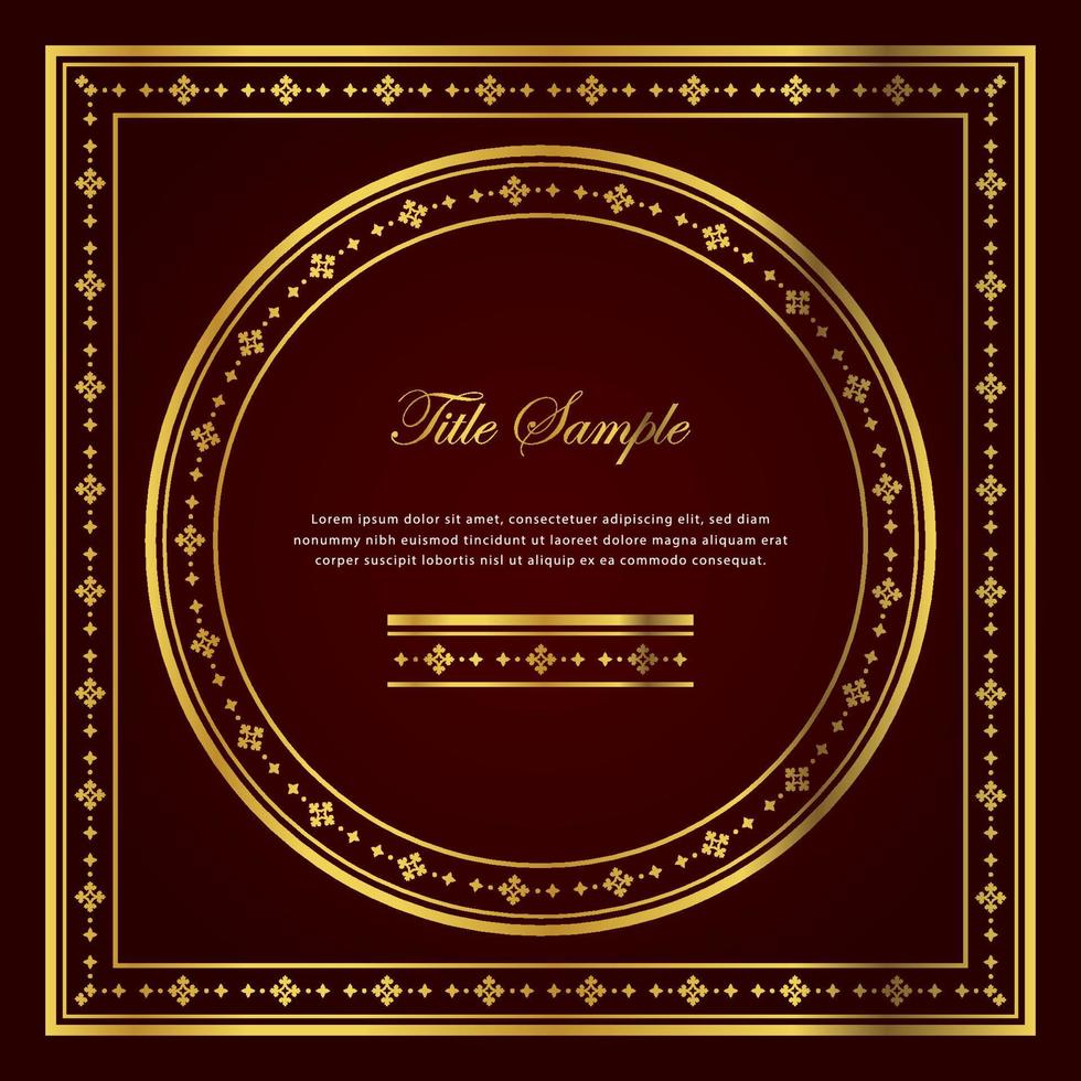Luxury golden square and round frame set vector