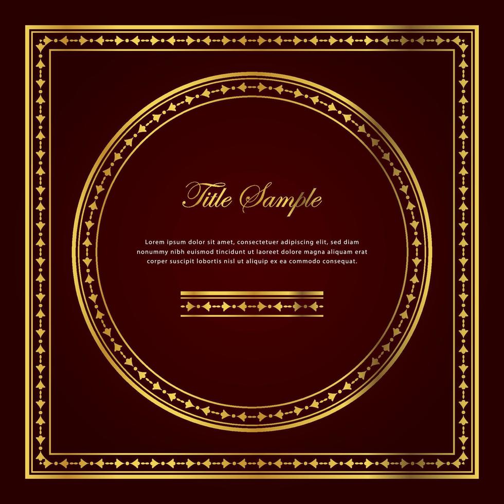 Luxury golden square and round frame set vector