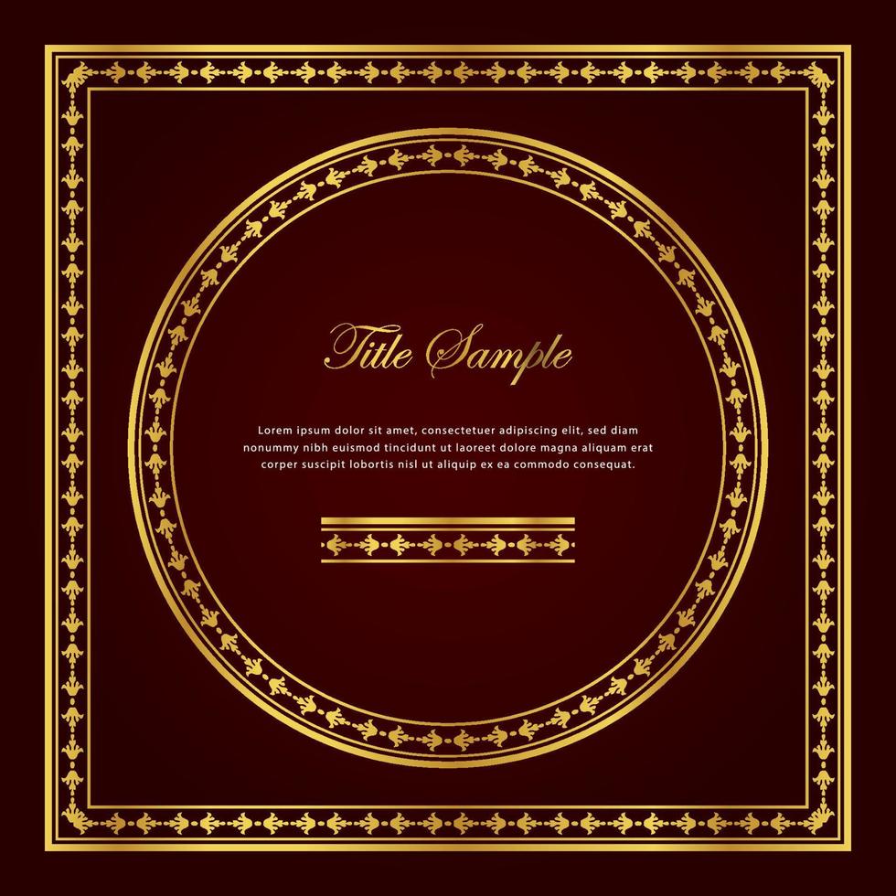 Luxury golden square and round frame set vector