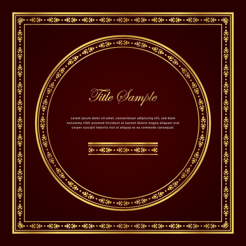 Luxury golden square and round frame set vector