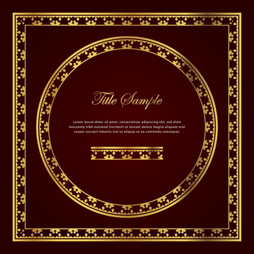 Luxury golden square and round frame set vector