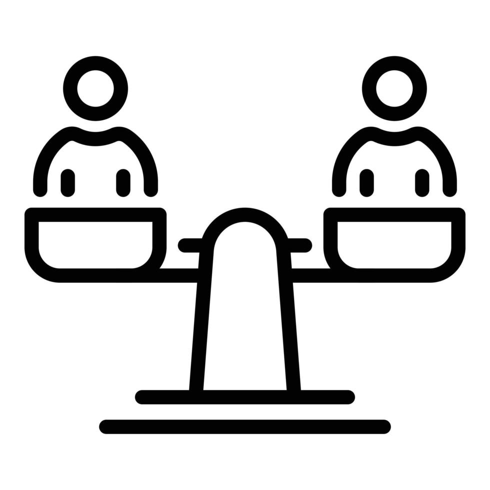 Scale and people icon, outline style vector