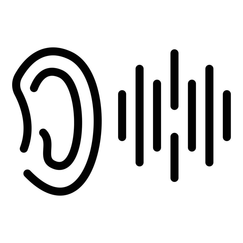 Ear voice recognition icon, outline style vector