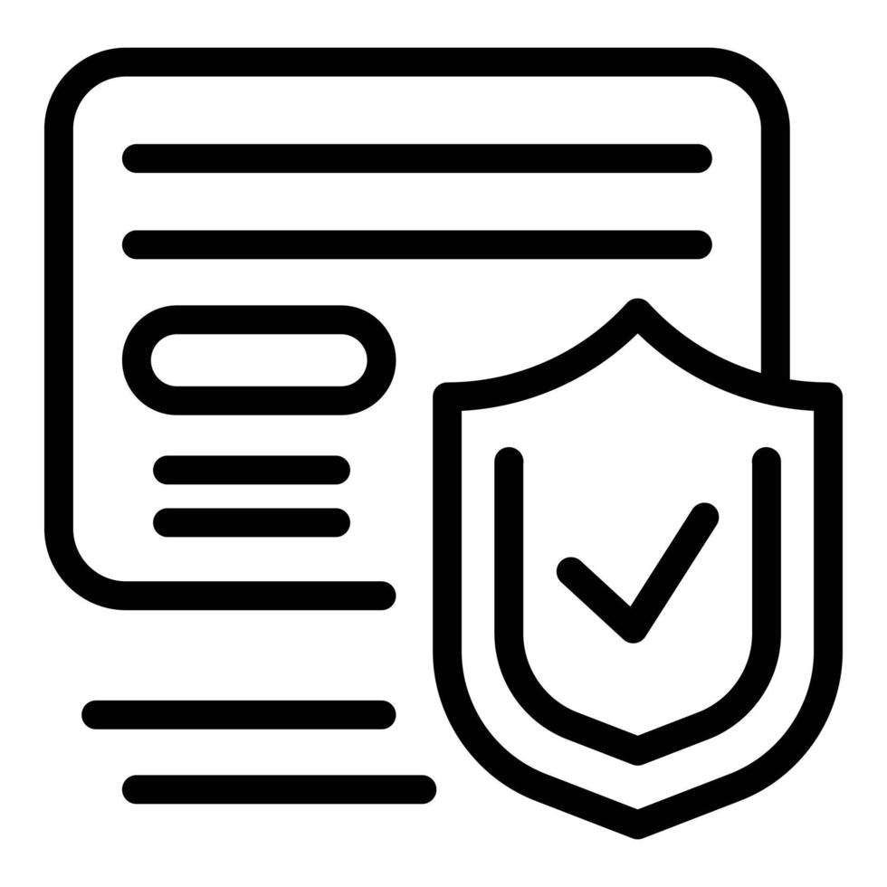 Secured credit card icon, outline style vector