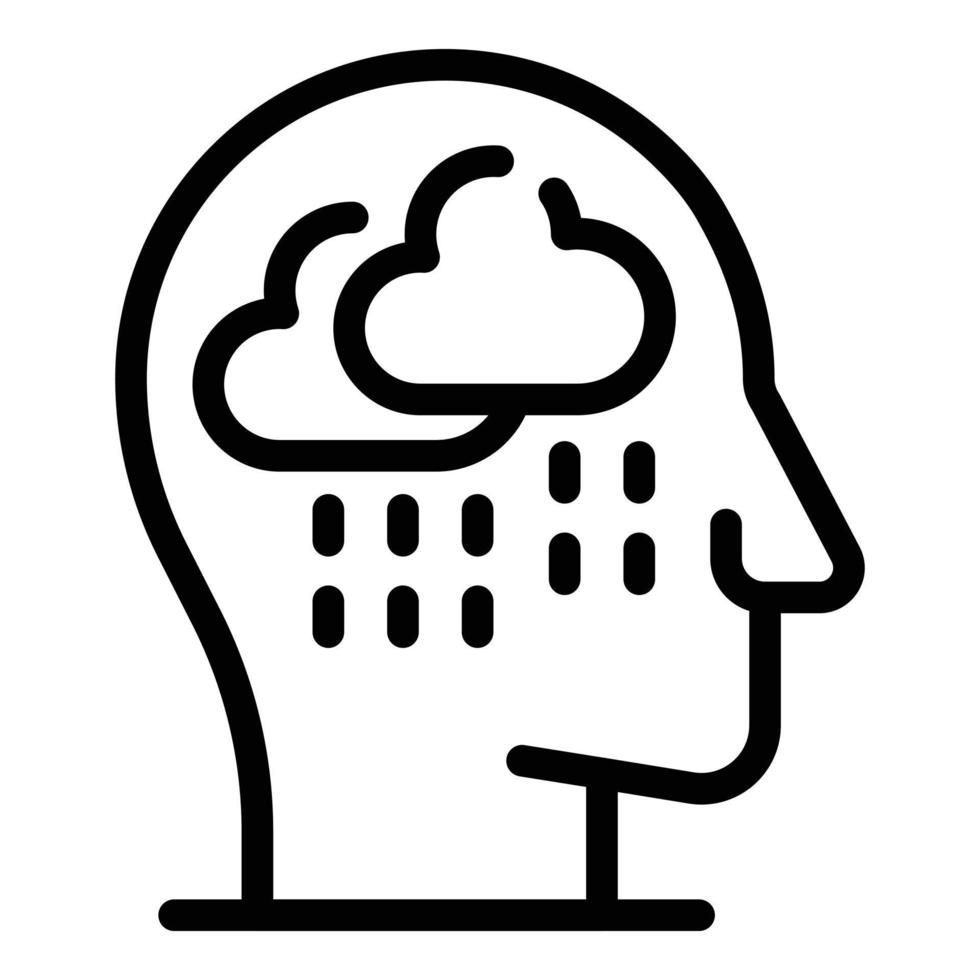 Self-esteem rain head icon, outline style vector