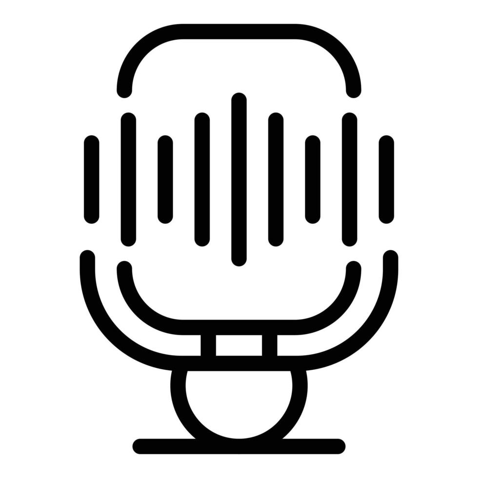 Mike voice recording icon, outline style vector