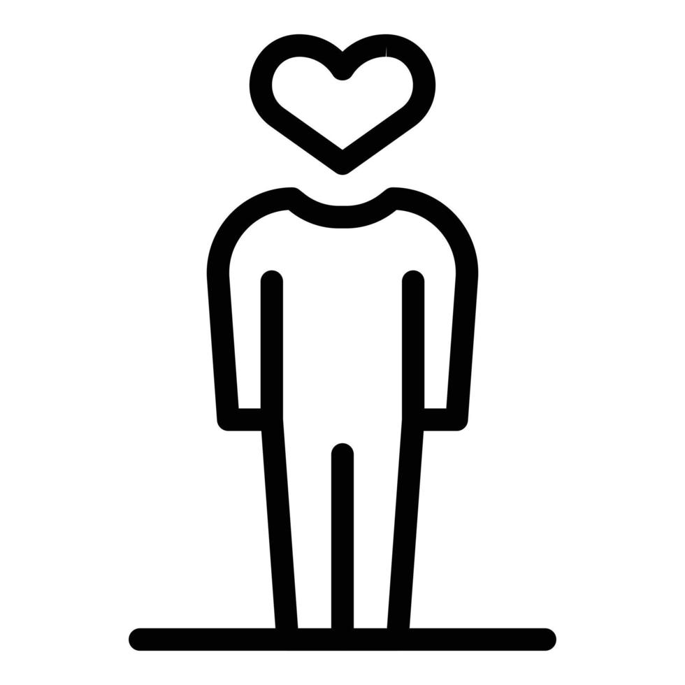 Self-esteem heart icon, outline style vector