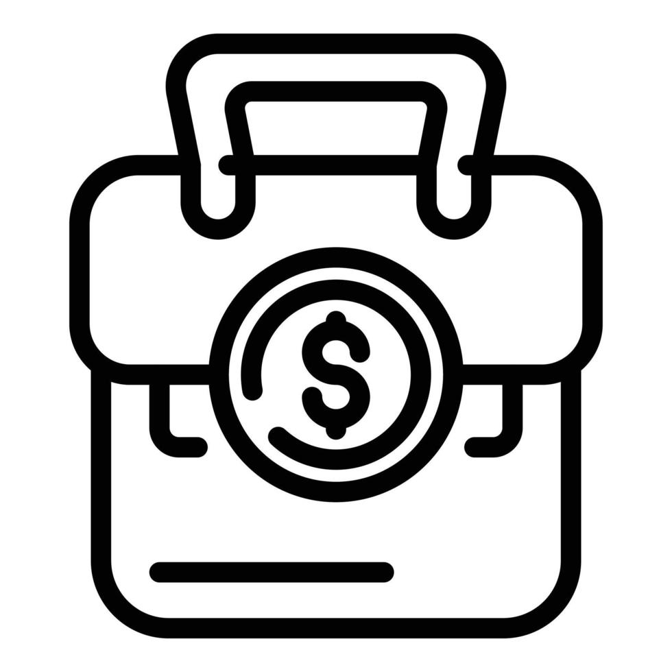 Dollar briefcase icon, outline style vector