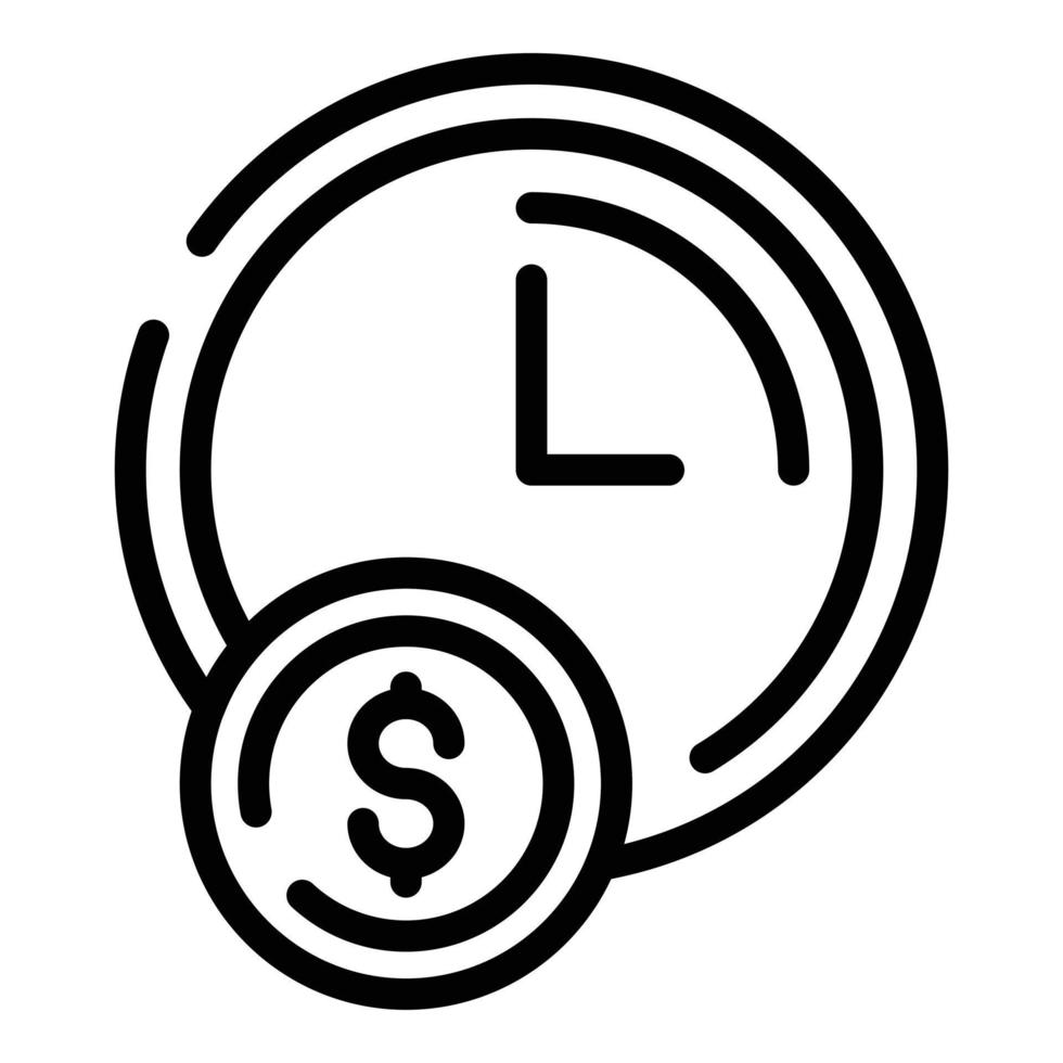 Clock dollar icon, outline style vector