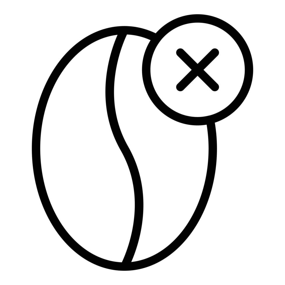 Coffee bean decaf icon, outline style vector
