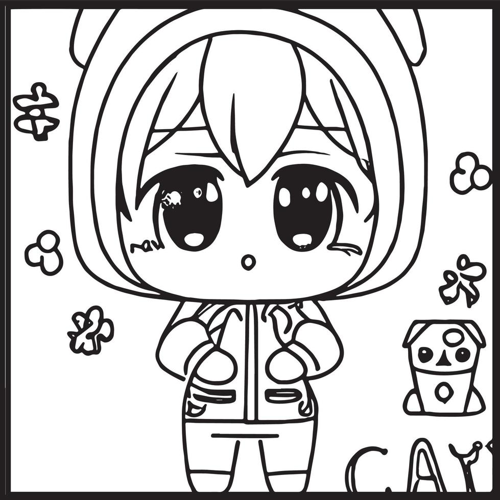 chibi para colorear vector