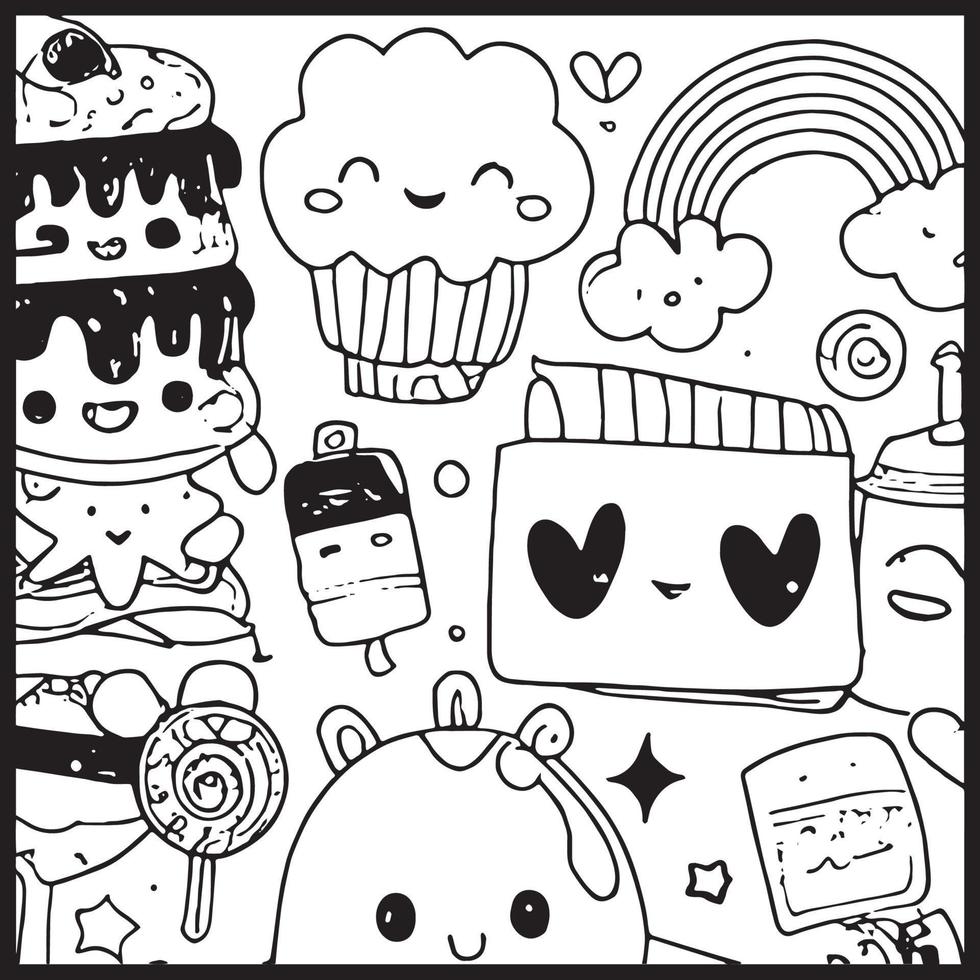 Kawaii Coloring Page For Kids vector