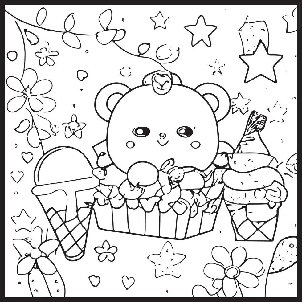 Kawaii Coloring Page For Kids 15906882 Vector Art at Vecteezy