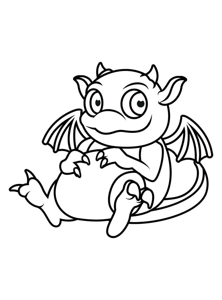 dragón para colorear página para niños vector