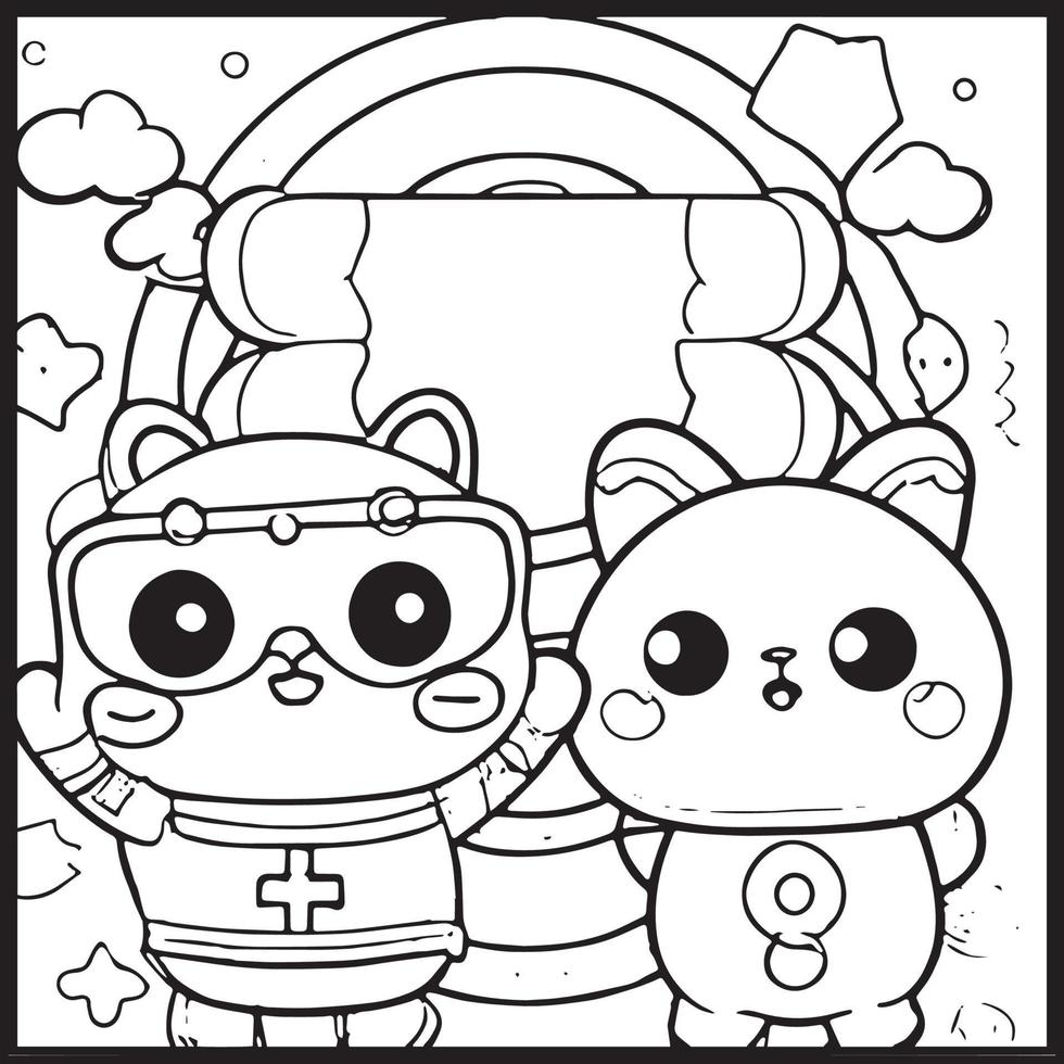 Kawaii Coloring Page For Kids vector