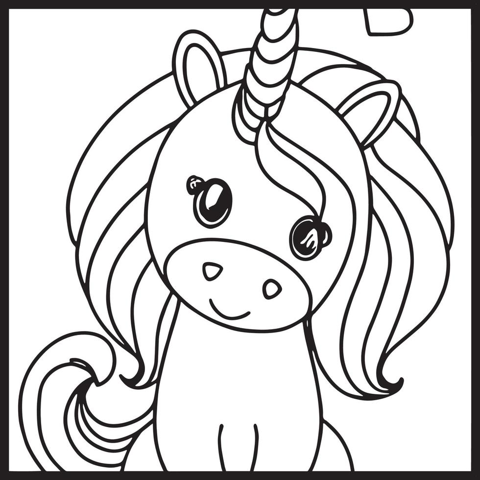 Unicorn Coloring Pages For kids vector