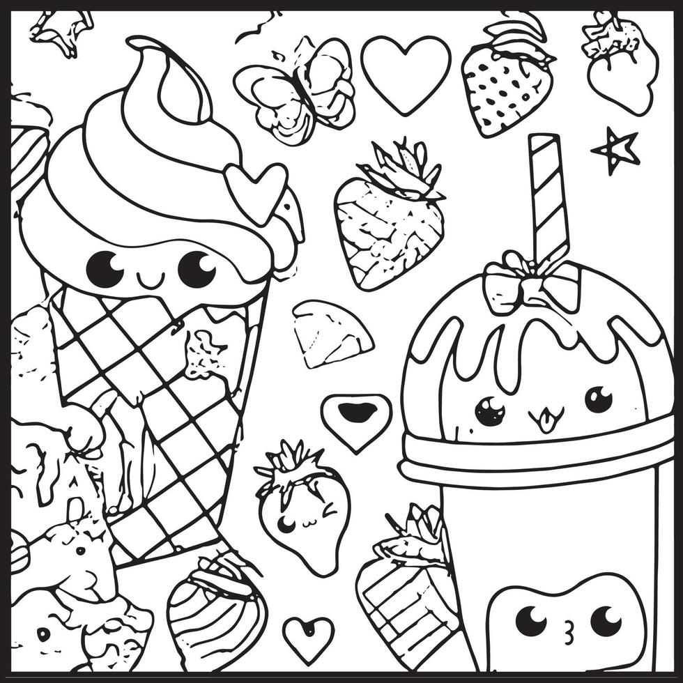 Kawaii Coloring Page Set, Cute Kawaii Coloring Pages For Kids And Adults —  The White Lime