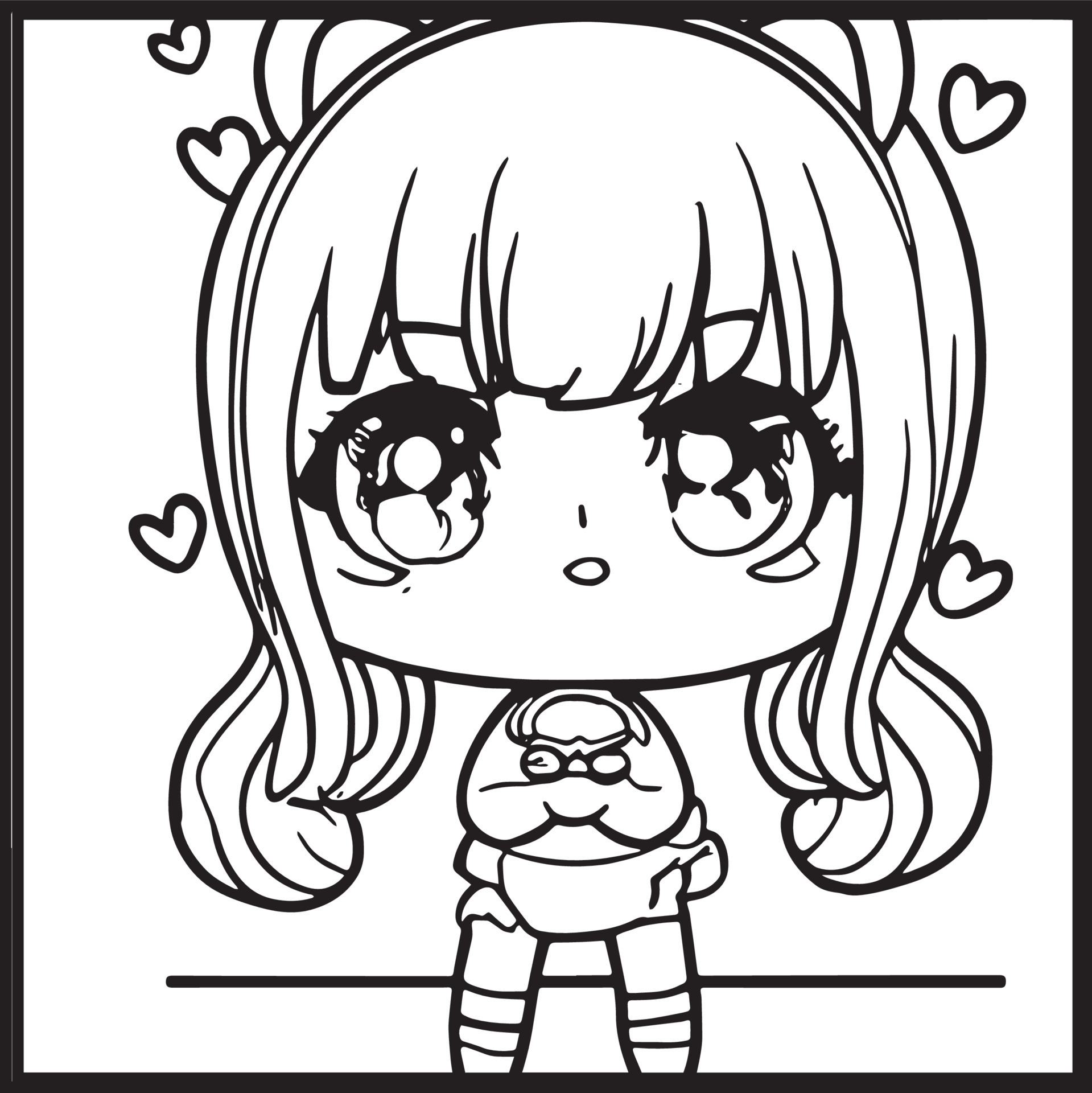 Chibi Coloring Pages 15906915 Vector Art at Vecteezy