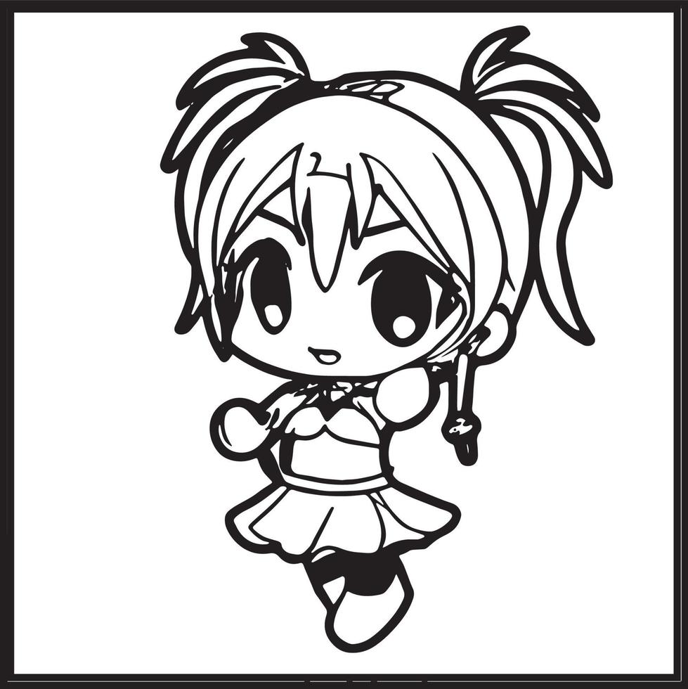 chibi para colorear vector