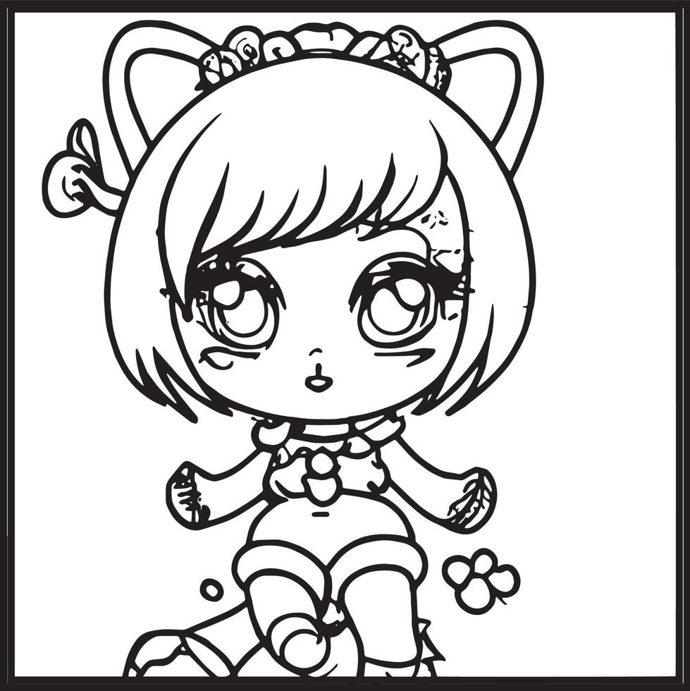 chibi para colorear vector