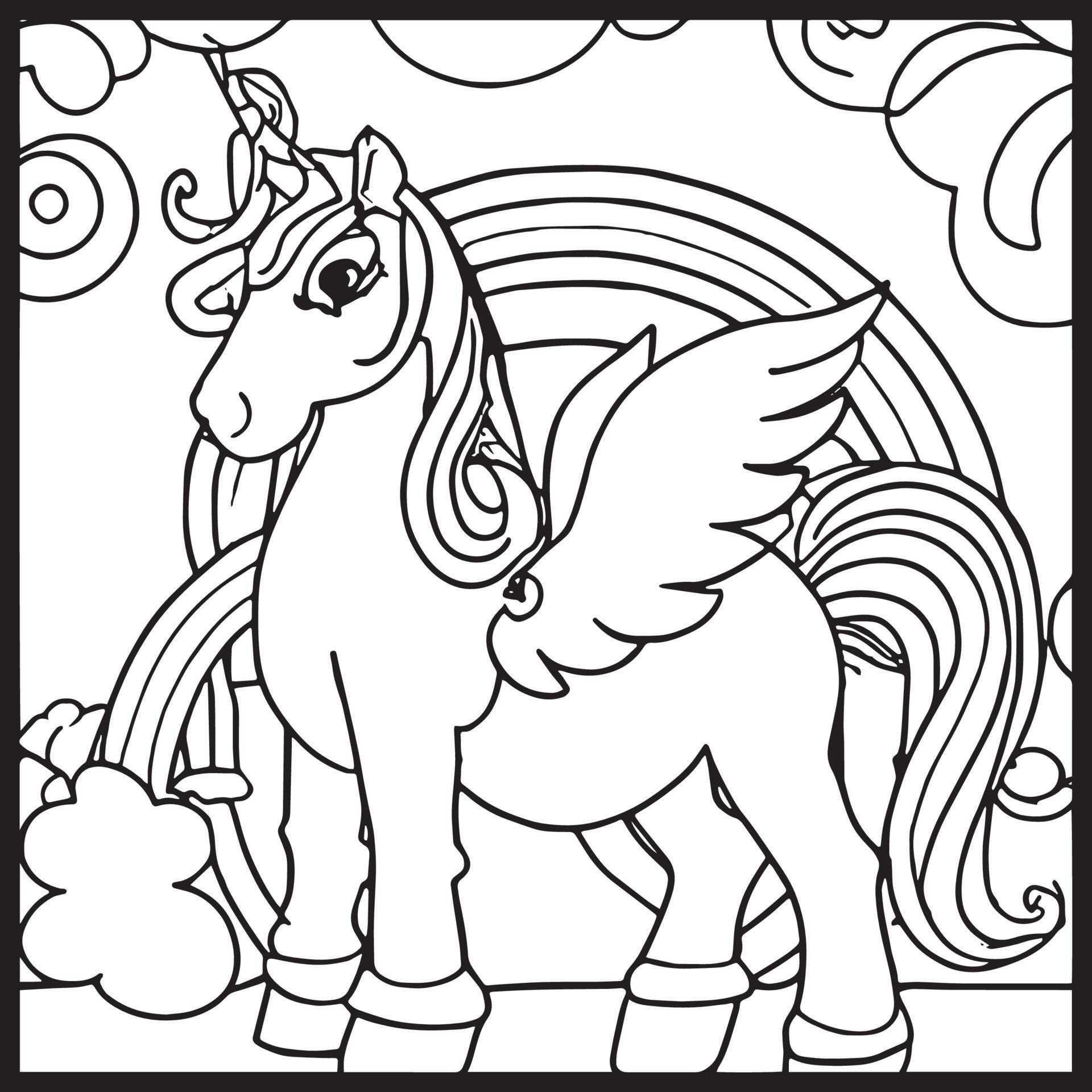 Unicorn Coloring Pages For kids 15906931 Vector Art at Vecteezy