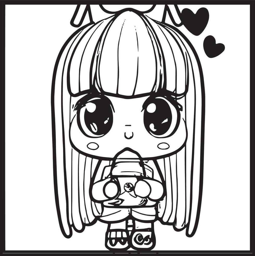 chibi para colorear vector