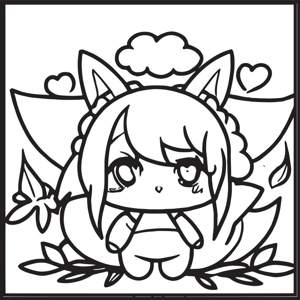 Chibi Coloring Pages vector