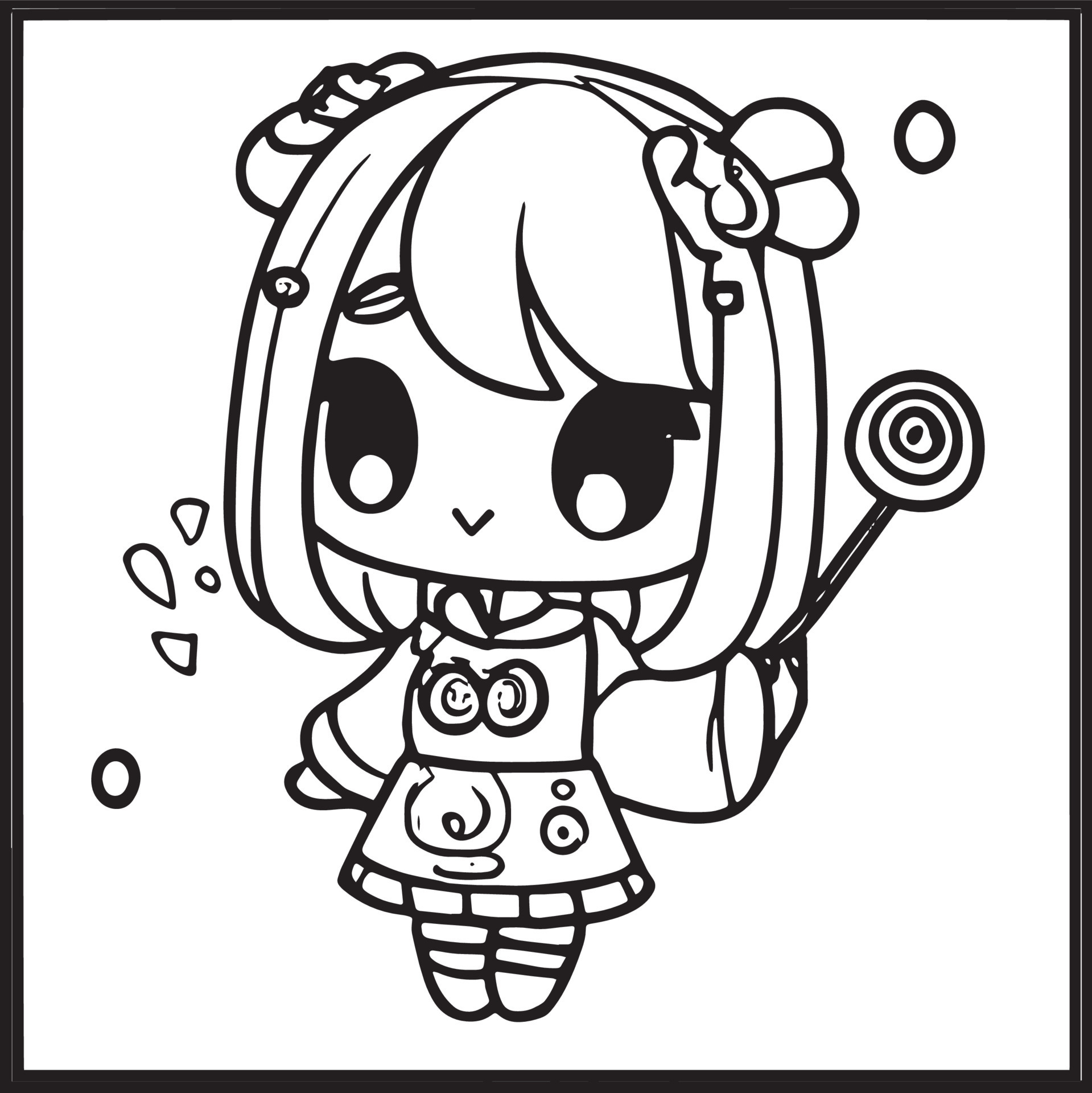 Chibi Coloring Pages 15906950 Vector Art at Vecteezy