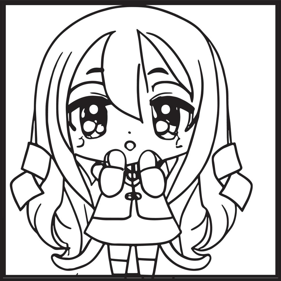 chibi para colorear vector