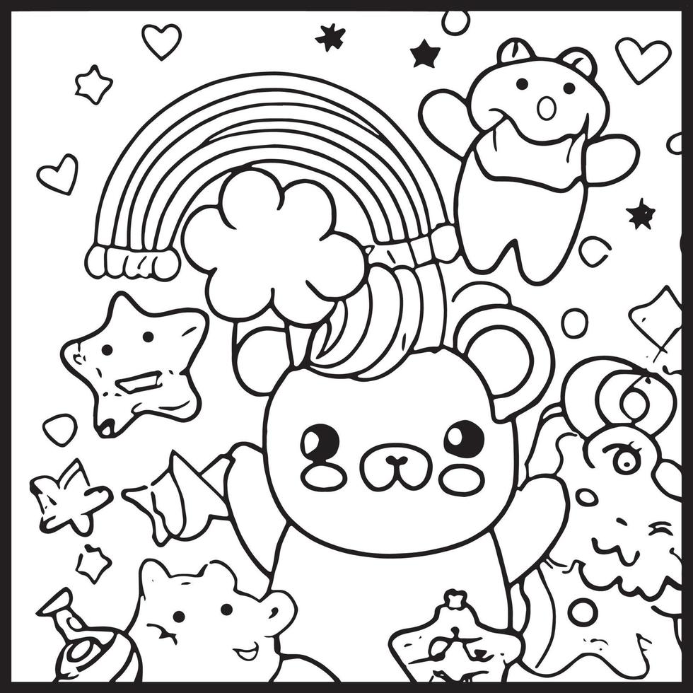 kawaii para colorear para niños vector