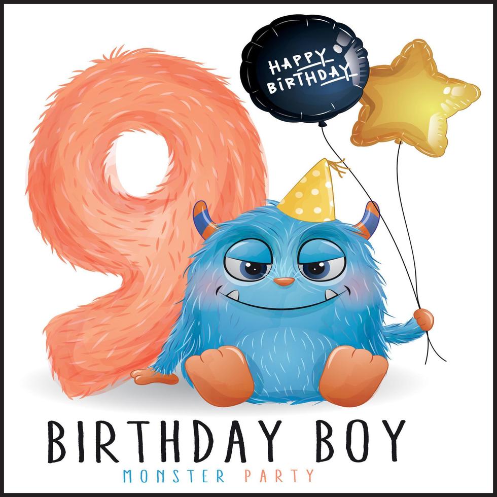 Birthday Boy funny monsters vector