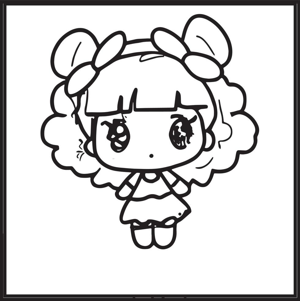 chibi para colorear vector