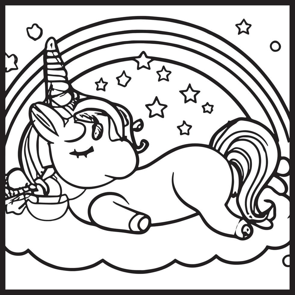 Unicorn Coloring Pages For kids vector