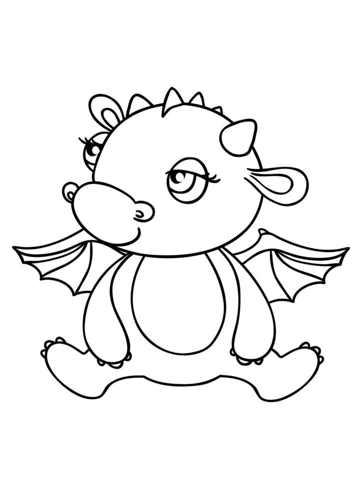 DRAGON COLORING PAGE FOR KIDS vector