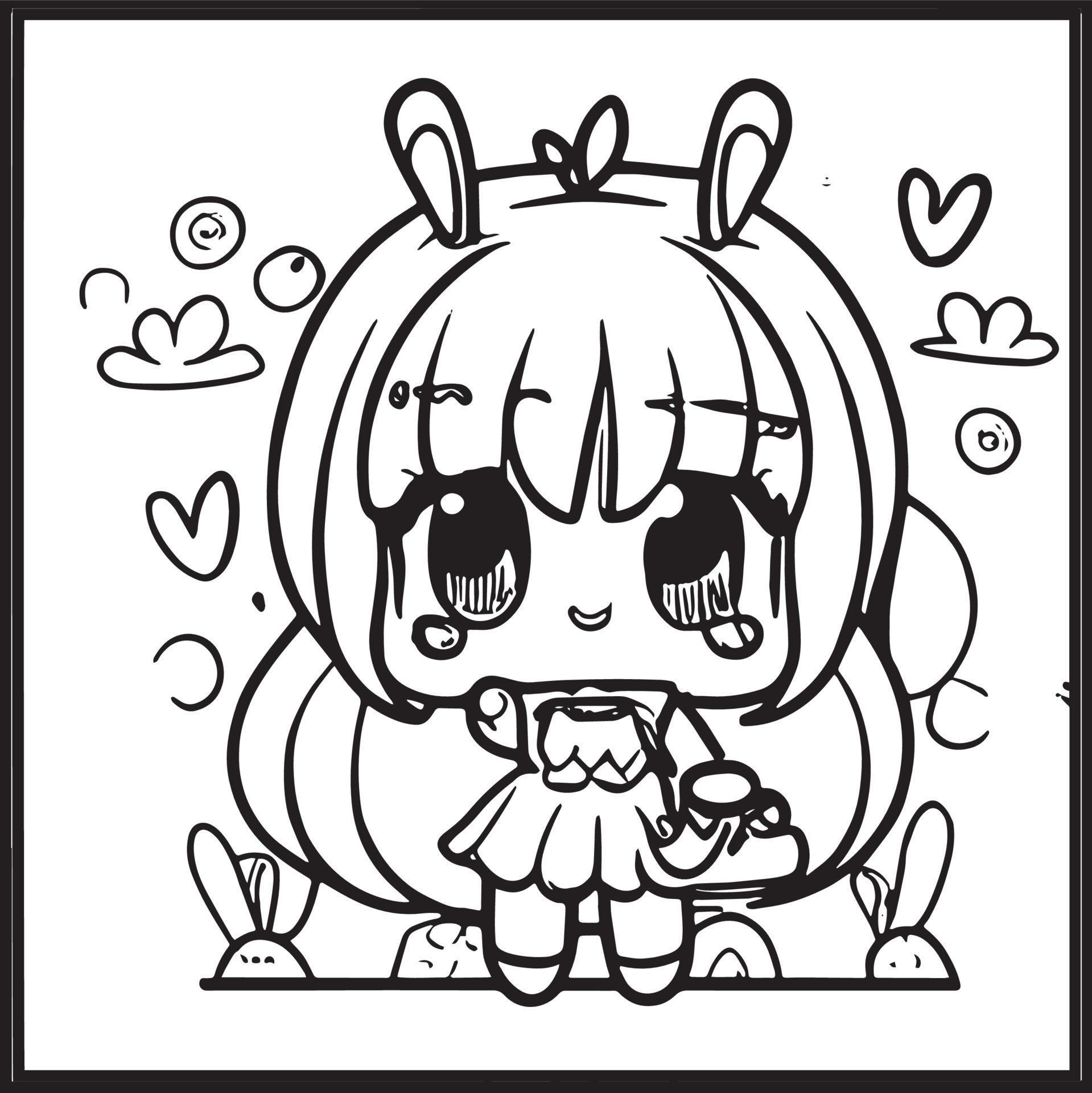 Chibi Coloring Pages 15907021 Vector Art at Vecteezy