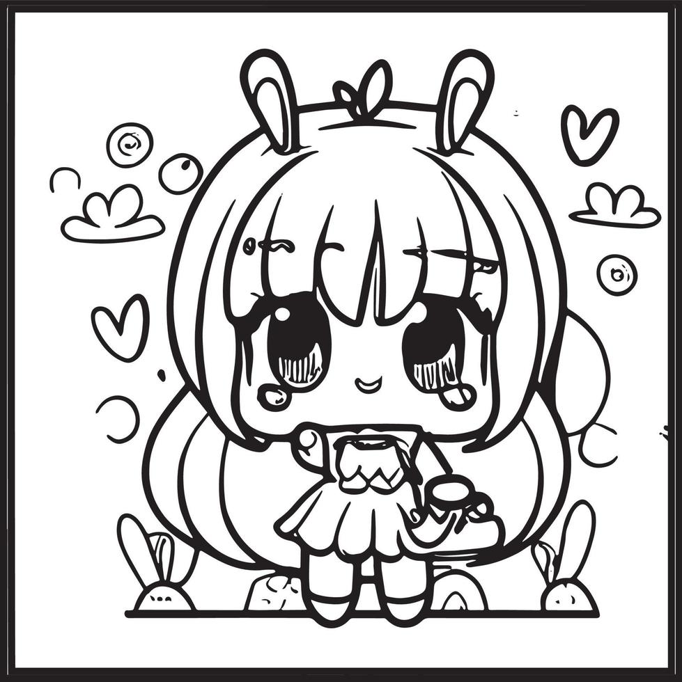 Chibi Coloring Pages vector