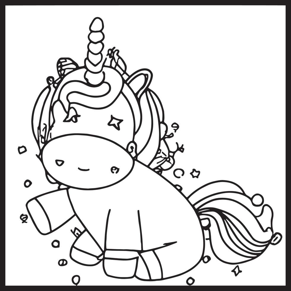 Unicornio para colorear para niños. vector