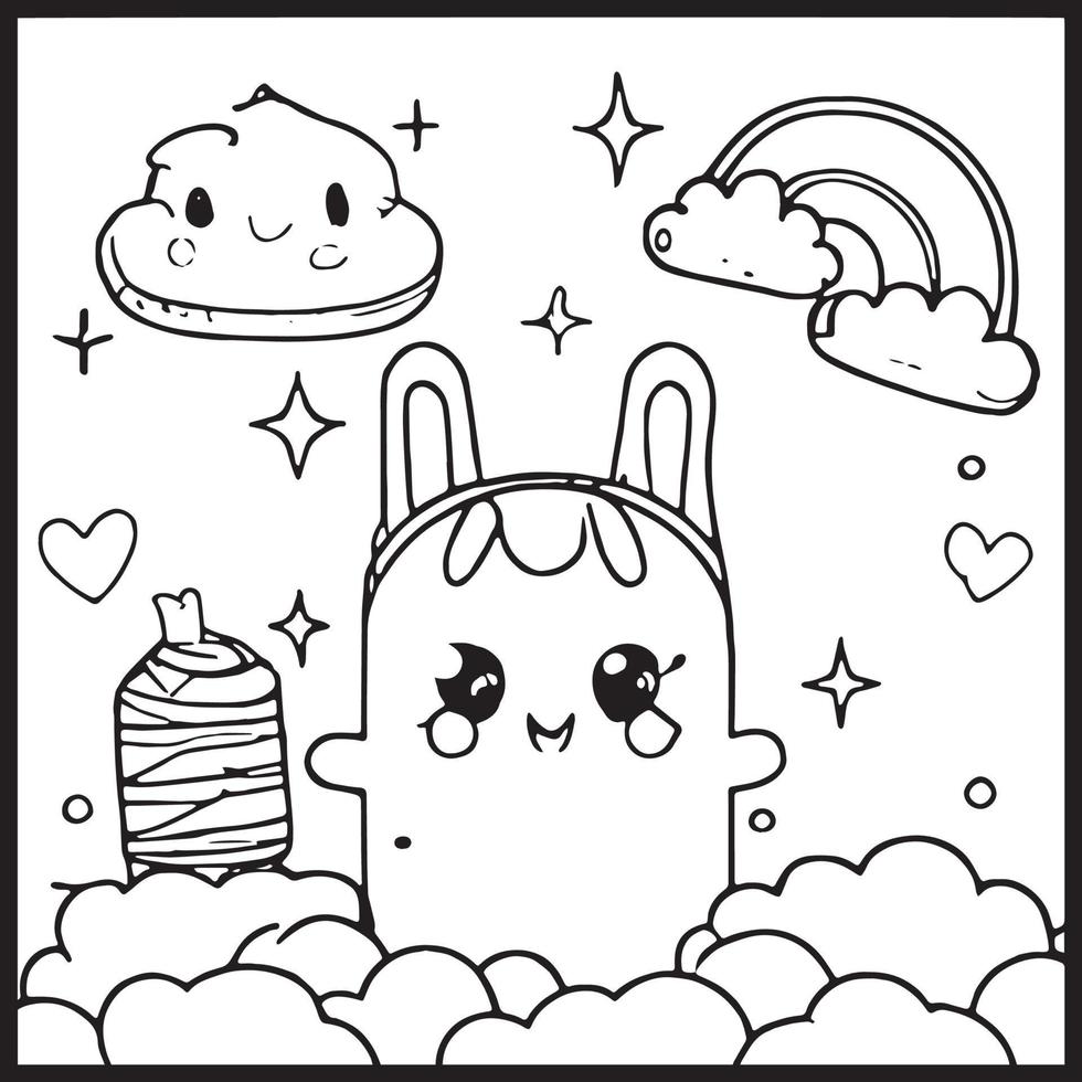 kawaii para colorear para niños vector