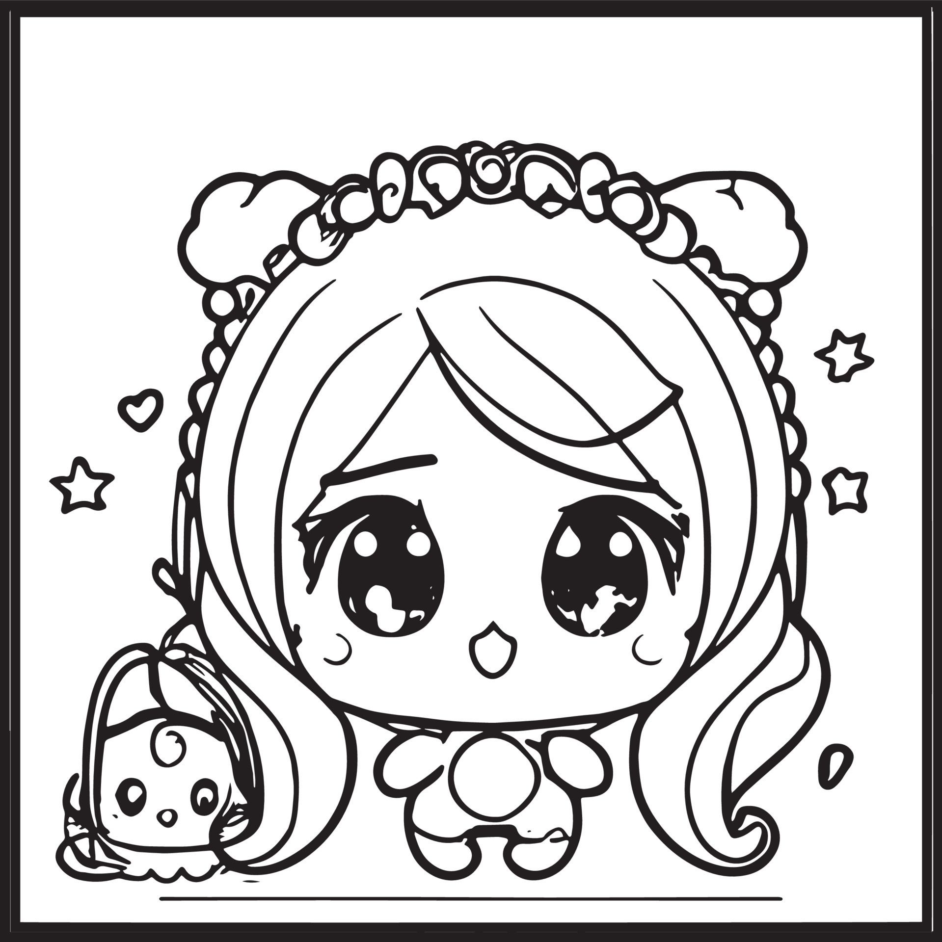 Chibi Coloring Pages 15907055 Vector Art at Vecteezy